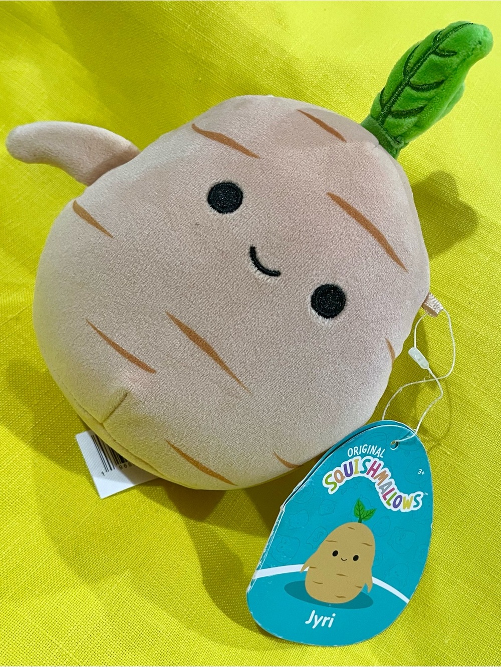Squishmallows Beige Potato Plush with Green Leaf Topper